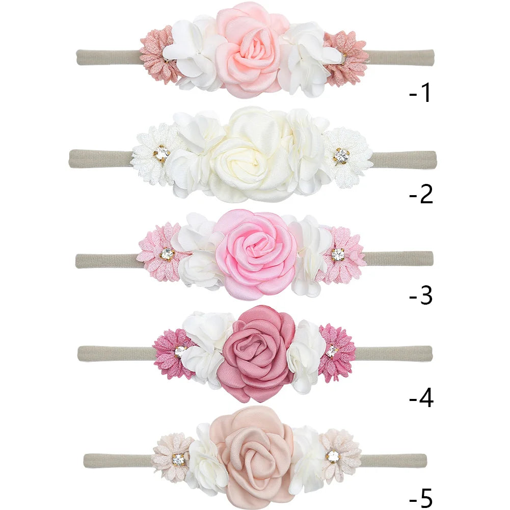 Boutique DIY Baby Girl Headbands Tiny Dainty Satin Flower Headband Sweet Princess Wedding Party Hair Accessories Wholesale