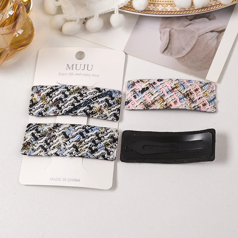 Fabric BB Hair Clips for Women – Sweet Braided Fringe Clips (2-Piece Set)