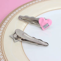 Korean Metal Heart Hair Clips for Women – Sweet Charm Hairpins (2-Pack)