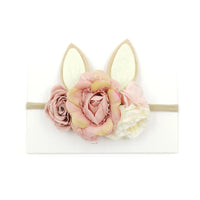 Lovely Baby Girls Easter Day Headband Rabbit Ear Newborn Photo Props Cute Elastic Flower Crown Hairbands Party Hair Accessories