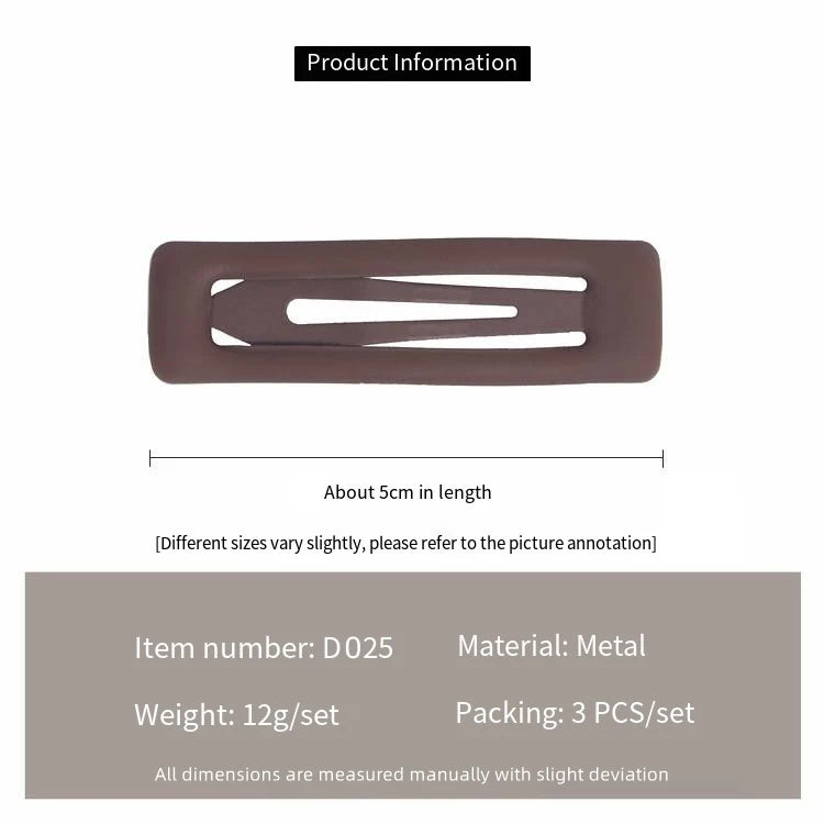Frosted Metal BB Hair Clips – Drop & Heart Side Bangs Hairpins (3-Piece Set)