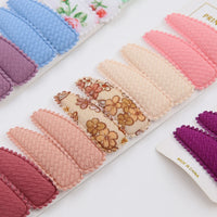 10Pcs/Set Baby Girls Floral Solid With Printed Color Bullet Hair Snap Clips Handmade Hair Clips Hairpins Hair Accessories