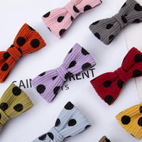 Corduroy Dot Bow Hair Clips for Girls — Handmade Snap