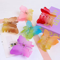 Double Butterfly Gradient Hair Claw Clips for Women – Colour-Change Matte Claws (7cm)
