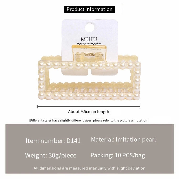 Light Luxury Pearl Claw Hair Clips 11cm Fashionable Plastic Styling for Back Head Shark Rapid Sample Available