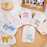Daisy Print Snap Hairpins for Kids — Cotton, Pack of 4