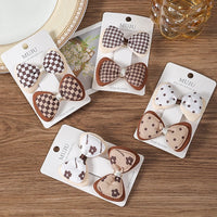 Coffee Colour Fabric Bow Hair Clips for Girls – Sweet Bread-Style Hairpins (2-Pack)