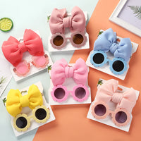 2Pcs/Set Wholesale Nylon Headband Sunglasses Set Sweet Bow Floral Plastic Glasses Combination Photography Supplies