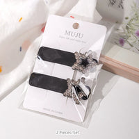 Black Velvet Rhinestone Star BB Hair Clips – Luxe Side Fringe Hairpins (2-Pack)