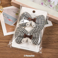 Coffee Bear Bow Hair Clips for Kids – Premium Fabric Fringe Clips (2-Pack)
