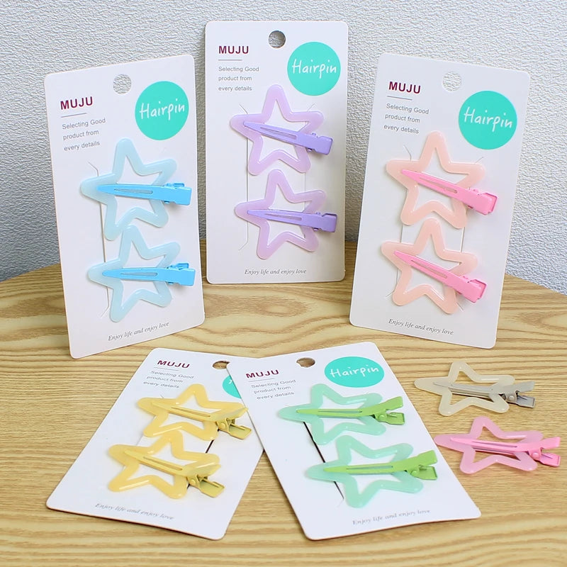 Jelly Star Hair Clips for Girls – Sweet Resin Bangs Clips (2 Pairs)