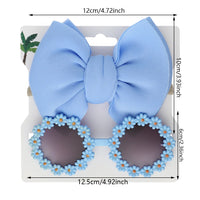 UV400 Daisy Sunglasses Set Kids Unisex Baby Beach Photo Accessories White Red Heart Style Frames Fashion Bow Hairband Glasses