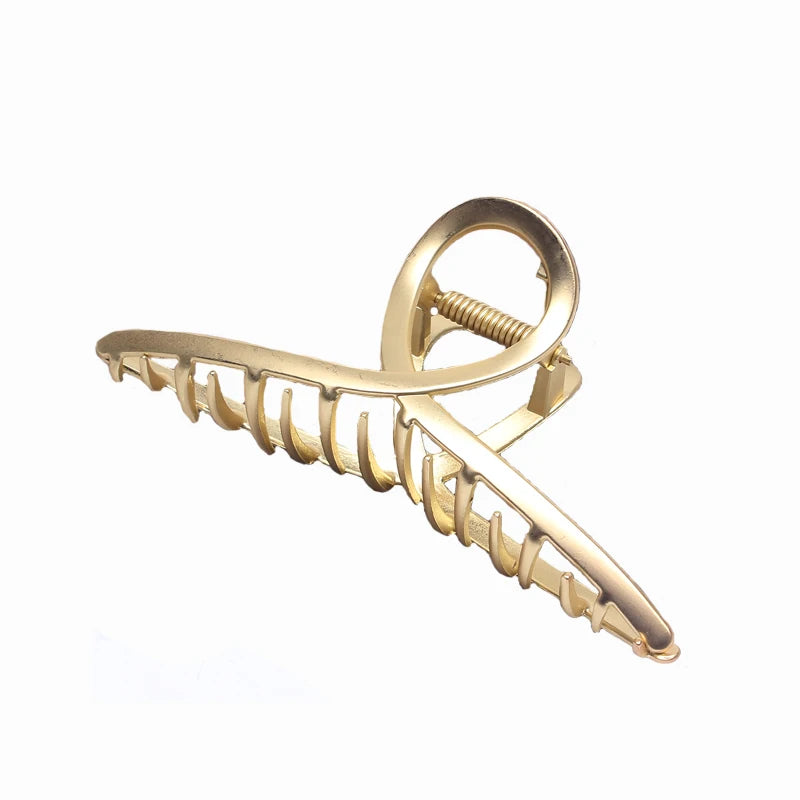 Korean Gold Alloy Hair Claw Clips for Women – Temperament Pastel Rectangle Claws (10–11cm)