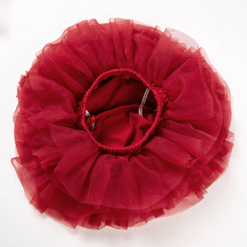 3Pcs Wine Red Super Soft Chiffon Tutu Bloomers with Baby Flower Vintage Headband Socks Set Newborn Photography Props