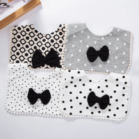 Unisex Baby Drool Bib with Bow Tie — Cotton, Dots & Hearts Print