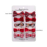 10PCS Christmas Baby Girls Hair Clips Ribbon Santa Claus Gift Socks Tree Resin Hair Bows Xmas Dance Party Hairpins Set
