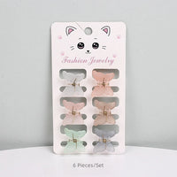 6-Piece Set of Mini Hair Claws Korean Light Frosted  Colorful butterfly Hair Claw for Girls
