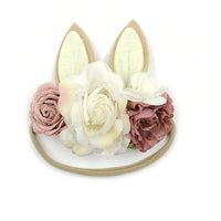 Lovely Baby Girls Easter Day Headband Rabbit Ear Newborn Photo Props Cute Elastic Flower Crown Hairbands Party Hair Accessories