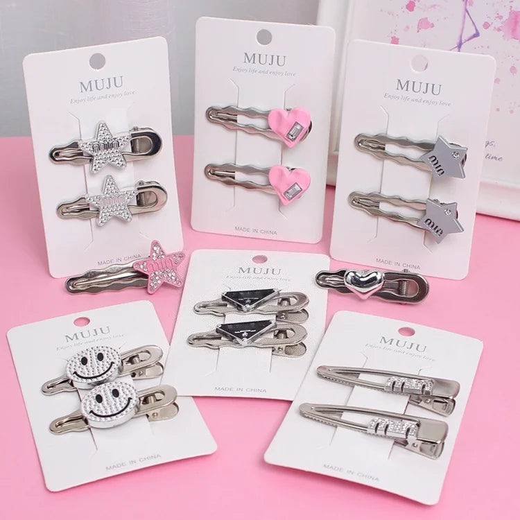 Korean Metal Heart Hair Clips for Women – Sweet Charm Hairpins (2-Pack)