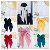 Oversized Silk Ribbon Butterfly Hair Clips for Women – Long Tail Bow Barrettes (40cm)