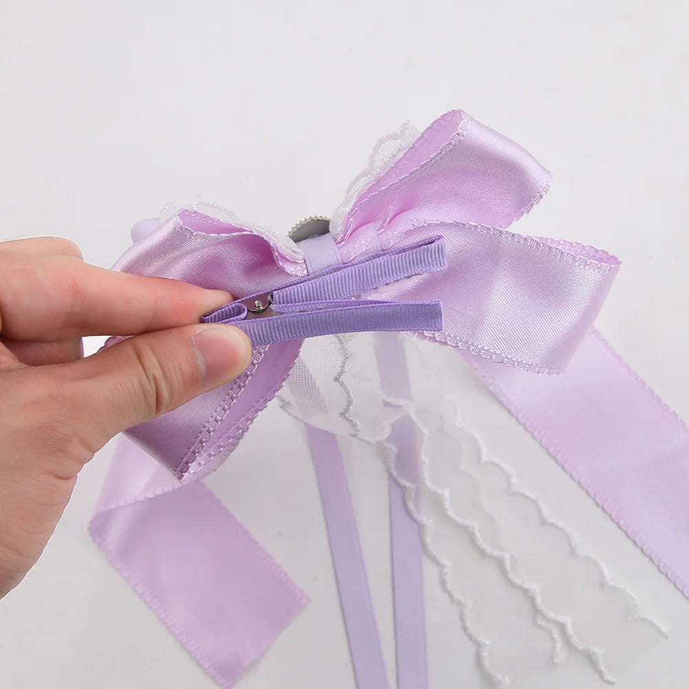 New Fashion Boutique DIY Baby Girl Vintage Ribbon Lace Hair Clips School Uniform Bow Pearl Wedding Party Girl Hair Pin
