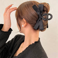 17cm Hepburn Style Black Bow Hair Claw Female Large Size Hair Clip Back Head  Hair Claw Clip for Women