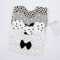 Unisex Baby Drool Bib with Bow Tie — Cotton, Dots & Hearts Print