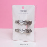 Korean Metal Heart Hair Clips for Women – Sweet Charm Hairpins (2-Pack)