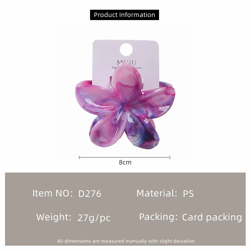Chroma Flower Hair Claw Clip for Women – Gradient Marble Floral Claw (8cm)