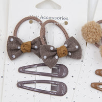 5Sets/Group Simple Sweet Lovely Simple Hair Ties Rubber Band with Drop BB Hair Clips Set Hair Accessories for Kids Girls