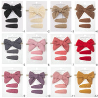 Fancy Fashion Custom Newborn Latest Headband Set Faux Cashmere Big Bow Hair Clips Set Lady Girl Sweet Princess Accessories