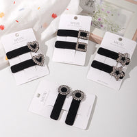 Black Velvet Rhinestone Star BB Hair Clips – Luxe Side Fringe Hairpins (2-Pack)
