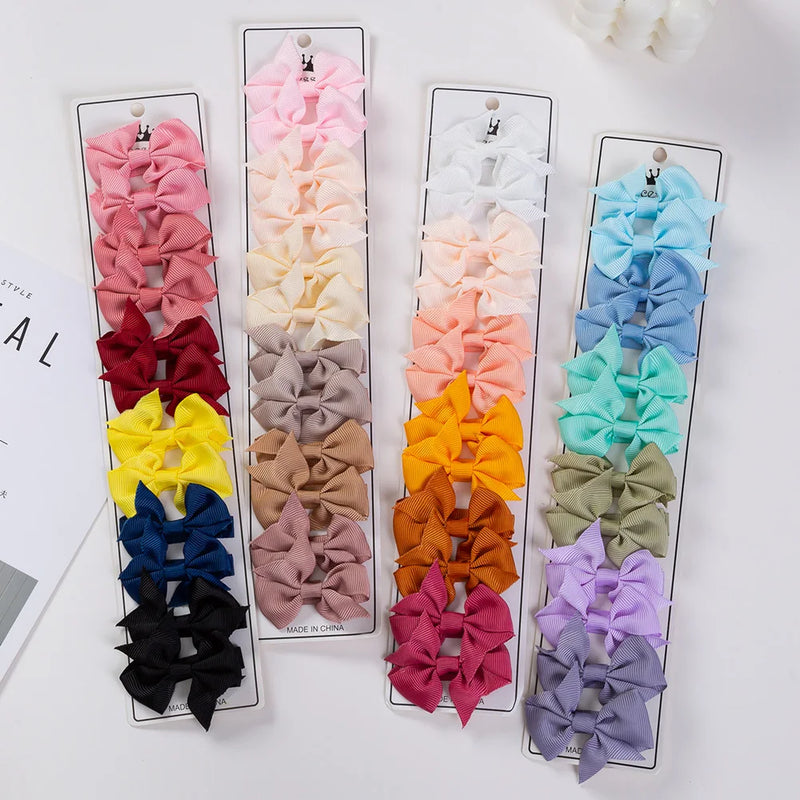 Mini Macaron Ribbon Hair Bow Clips — Baby Girls, Pastel
