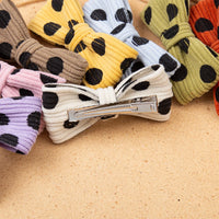 Corduroy Dot Bow Hair Clips for Girls — Handmade Snap