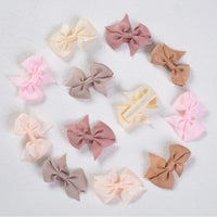 Mini Macaron Ribbon Hair Bow Clips — Baby Girls, Pastel