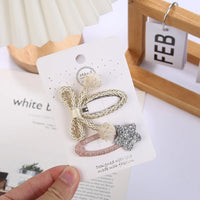 Sequin Star Bow BB Hair Clip — Braided Hairball Detail