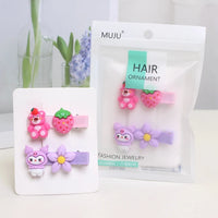 Strawberry Bear Hair Clips for Kids – Sweet Cartoon Hairpins (2-Pack)
