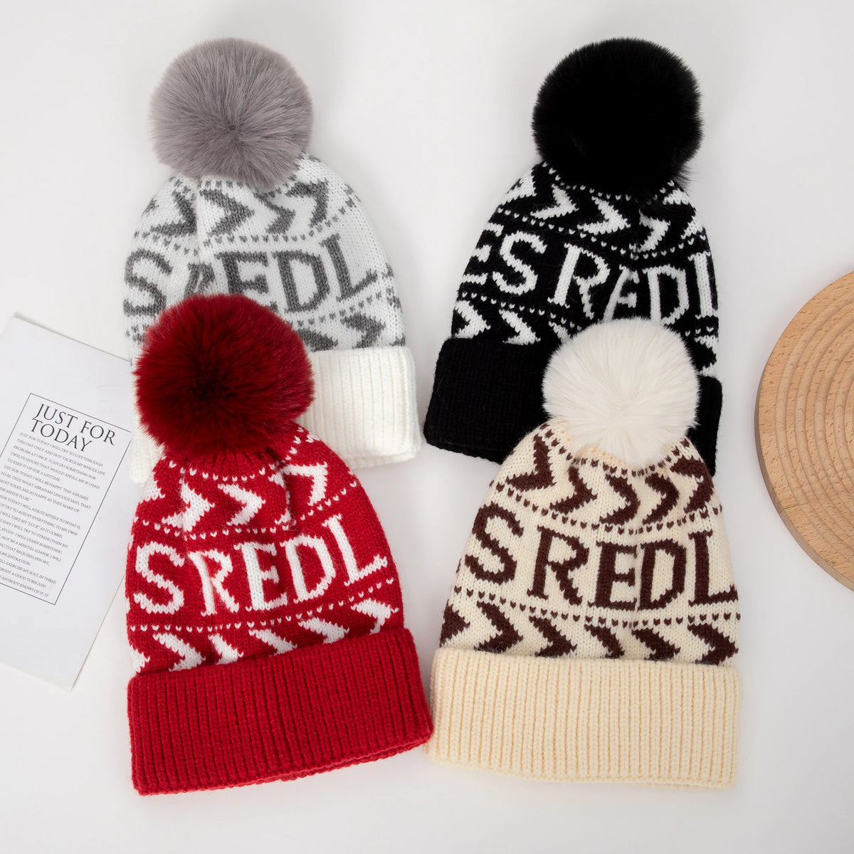 Kids Snowflake Pom Pom Beanie — Acrylic, Unisex 3–14Y