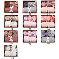 3Pcs Baby Bamboo Cotton Swaddle Blanket Nylon Headband Knit Turbans for Children Brand New Polyester Cotton With Packing Box