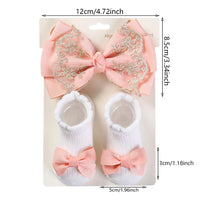 Baby Gold Thread Lace Ribbon Bow Headband and Sock Set Luxurious Baby Gift Including Comfy Socks