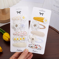 Daisy Snap Hair Clips for Girls — Spring Print, Pack of 5