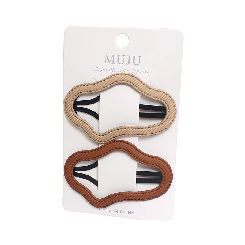 Korean Cloud & Star Snap Hair Clips – PU Leather Hairpins for Women (2-Piece Set)