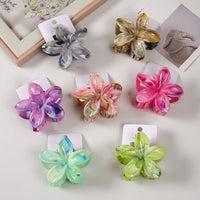 Chroma Flower Hair Claw Clip for Women – Gradient Marble Floral Claw (8cm)