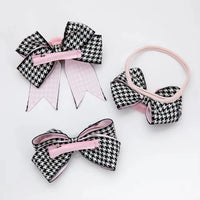 Spring Summer Baby Bows Gingham Hairbands Hairclips Plaid Ribbon Sweet Princess Hair Accessories for Girls Lady