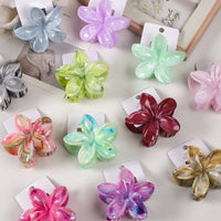 Chroma Flower Hair Claw Clip for Women – Gradient Marble Floral Claw (8cm)