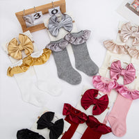 Baby Ruffle Socks & Hair Bow Headband Set — Cotton, Pack of 3