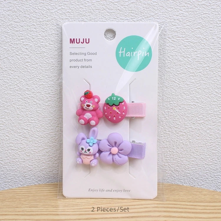 Cartoon Cloth Duckbill Hair Clips for Kids – Candy Colour Baby Hairpins (5cm)