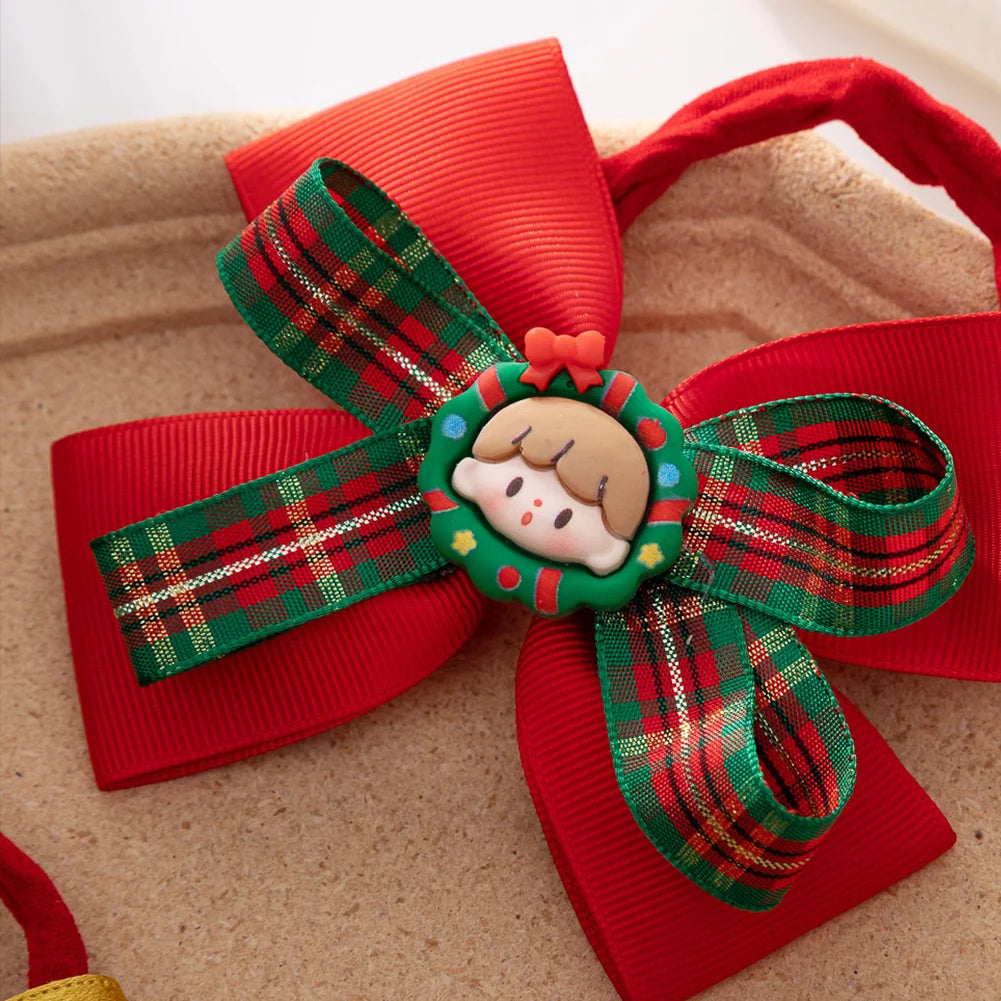Hot Sell Baby Red Headband Christmas Nylon Hairbows Custom Print Hair Bands New Year Photography Supplies
