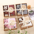 6pcs Animal Rattles Gift Box New Design Wooden Crochet Lion Bells Music Teething Bracelet Pacifier Dummy Clips Baby Products Toy