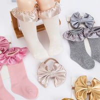 Baby Ruffle Socks & Hair Bow Headband Set — Cotton, Pack of 3